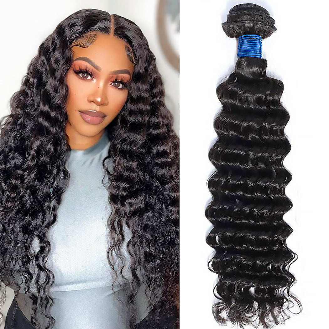 StariaHair 10-30 Inch Deep Wave Brazilian Virgin Hair Bundles #1B