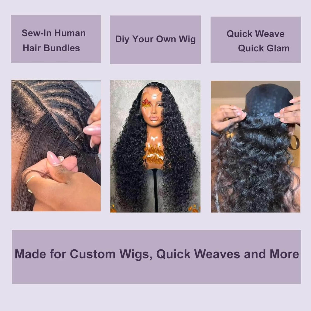 StariaHair 10-30 Inch Deep Wave Brazilian Virgin Hair Bundles #1B