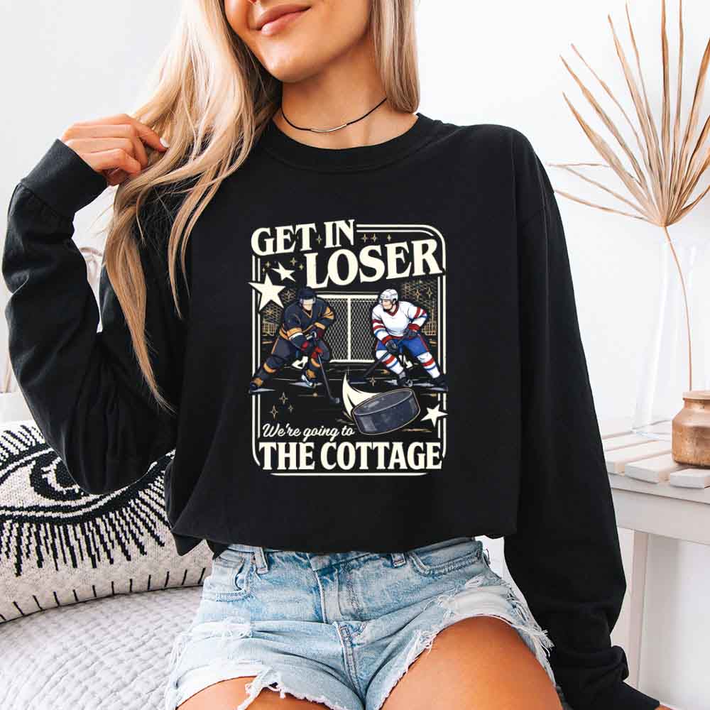 Get In Loser, We’re Going to the Cottage Comfort Colors Long Sleeve – Hockey Romance BookTok Shirt