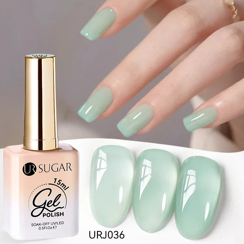 UR SUGAR 15ml Jelly Milky White Translucent Color Gel Polish Semi Permanent UV Gel Nail Art Soak Off Gel Varnish Latest Fashion